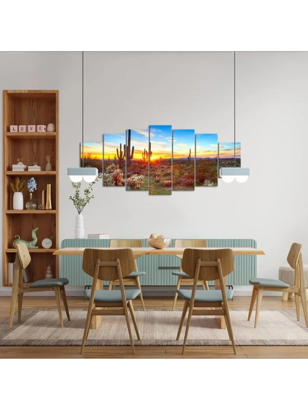 Extra Large Canvas Wall Art Set of 7 - Cactus Sunset Desert Landscape Decor 32